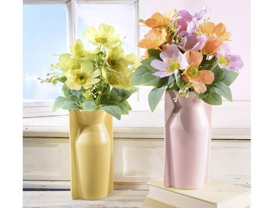 Jarrón decorativo geométrico en porcelana color mate