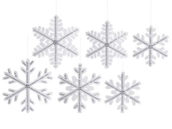 Glitter snowflake with rhinestones to hang