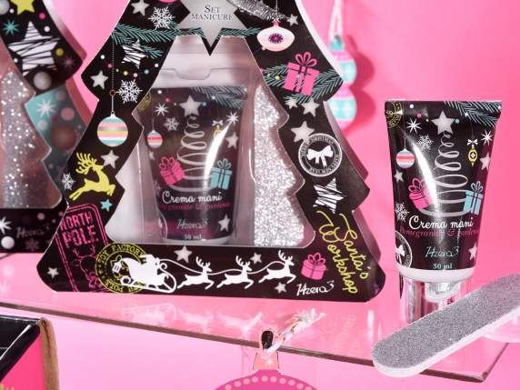 Gift box with hand cream and silver glitter file