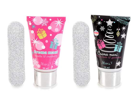 Gift box with hand cream and silver glitter file