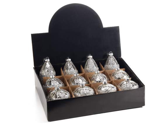 Boule de verre effet antique avec strass et paillettes sur p
