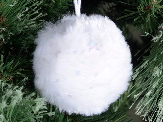 Ensemble de 3 boules en fourrure écologique avec étoiles et