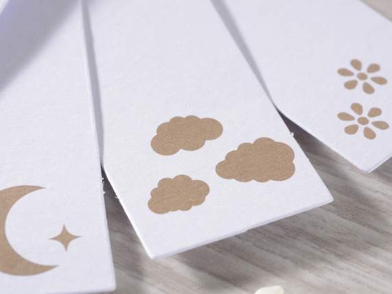 Lot de 50 étiquettes papier blanc Ciel et Terre et ruban sat