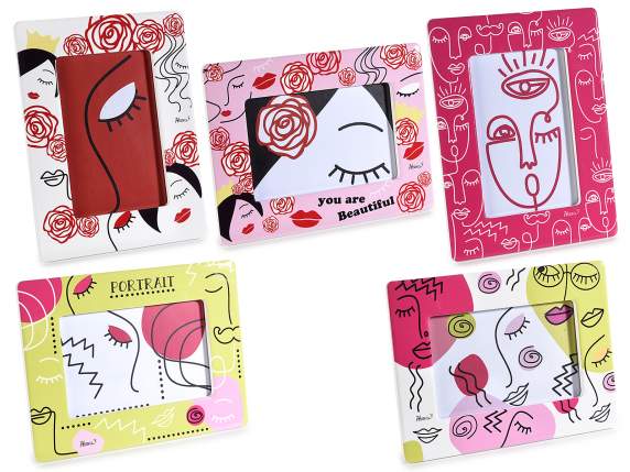 Cadre photo en céramique brillante à poser Visage de femme