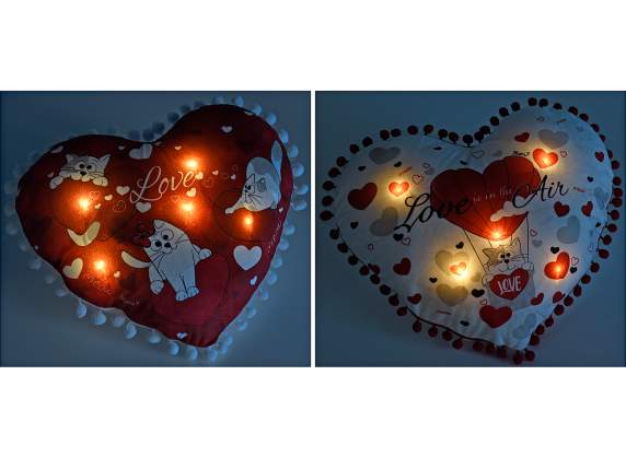 Coussin amovible rembourré avec lumières LED « Chats amoureu