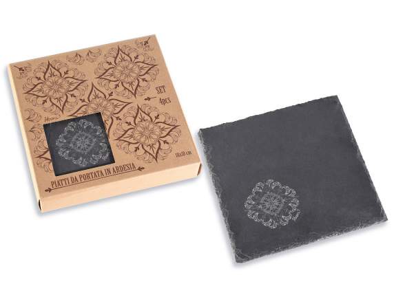 Coffret cadeau 4 assiettes - planches à découper en ardoise