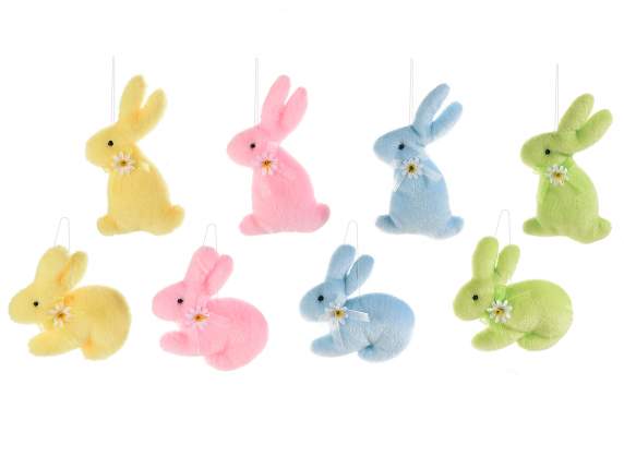 Lapin en douce fourrure avec marguerite déco