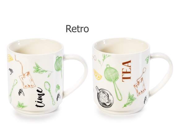 Coffret cadeau avec 2 tasses en porcelaine décor pingouin