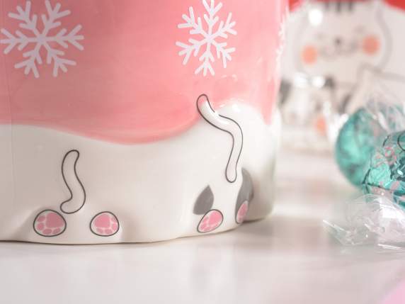 Pot en céramique coloré avec des chatons et un couvercle