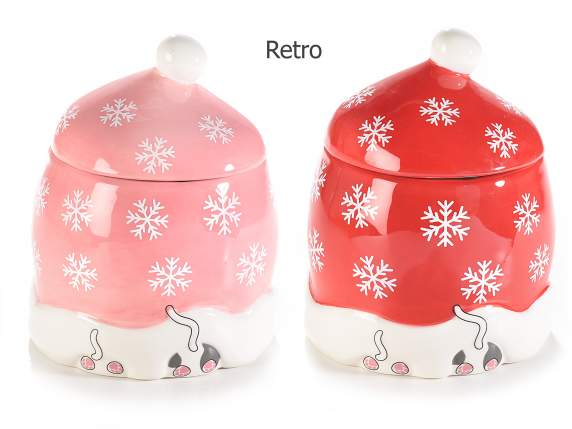 Pot en céramique coloré avec des chatons et un couvercle