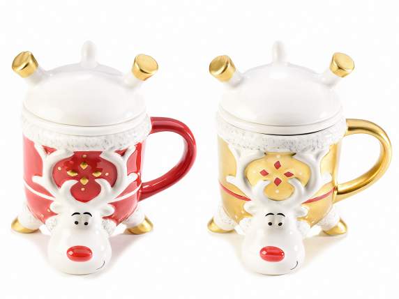 Tasse à thé renne en céramique avec pull avec décorations do