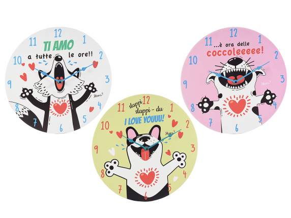 Wooden wall clock with Screaming Animals decorations