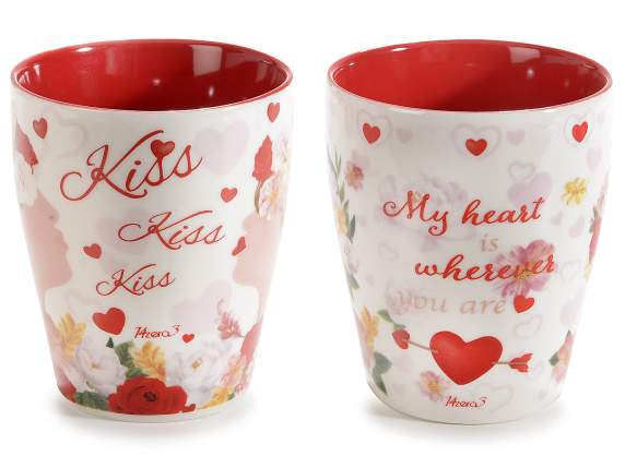 Porcelain cup Womans face, spoon, gift box