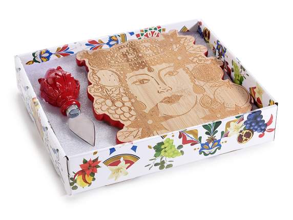 Juego de tabla de cortar de madera con cuchillo Moors Head