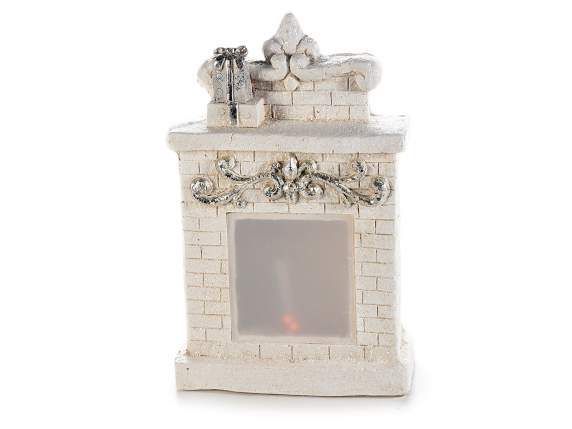 Ceramic fireplace with warm white flame LED light