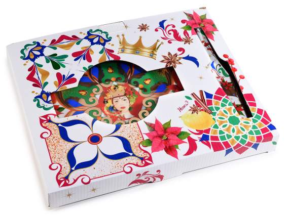 Set plato y paleta en porcelana decorada en conf. regalo
