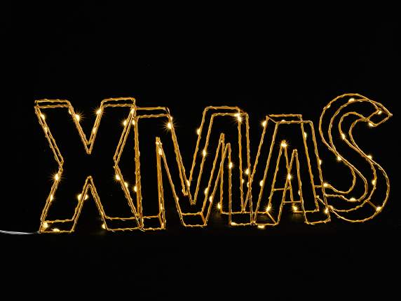 Letrero metálico navideño con luces LED para apoyar