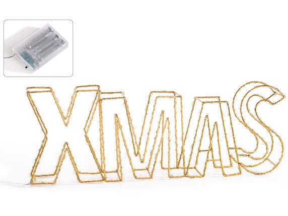 Letrero metálico navideño con luces LED para apoyar