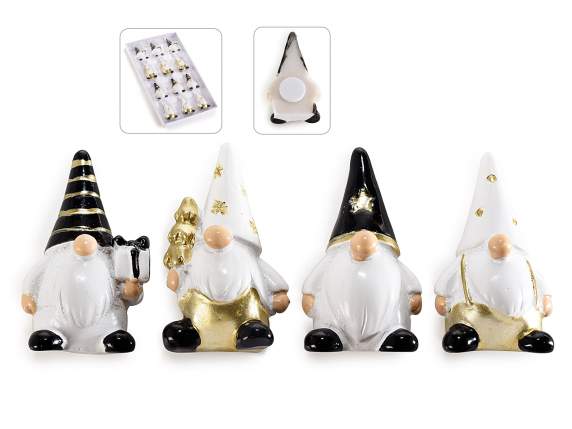 Pack de 12 Pères Noël en résine avec adhésif double face