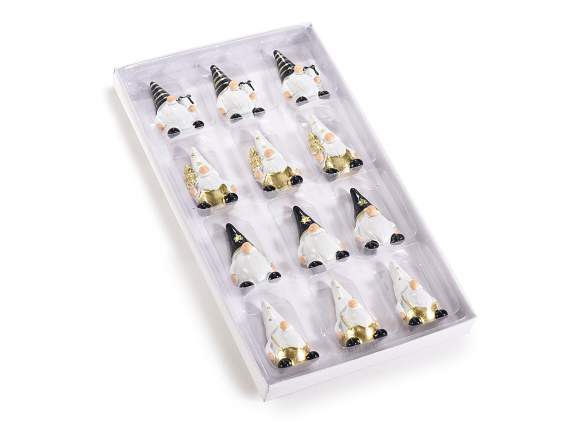 Pack de 12 Pères Noël en résine avec adhésif double face