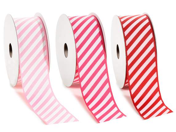 Panglică grosgrain cu dungi oblice