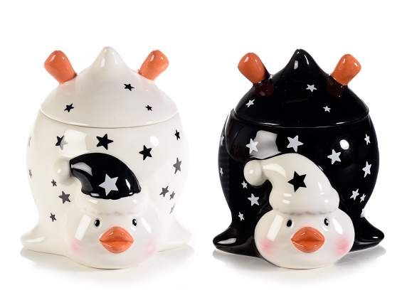Penguin jar in colored ceramic