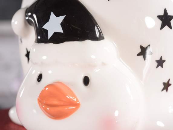 Penguin jar in colored ceramic