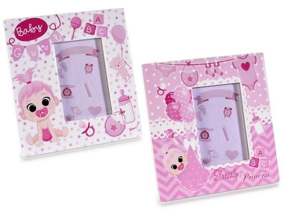 Glossy ceramic photo frame to rest Baby Girl