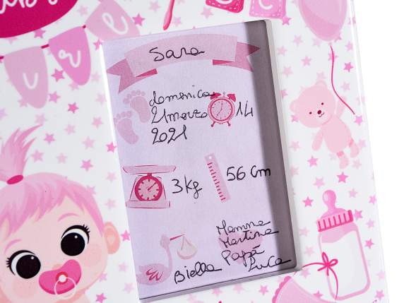 Glossy ceramic photo frame to rest Baby Girl