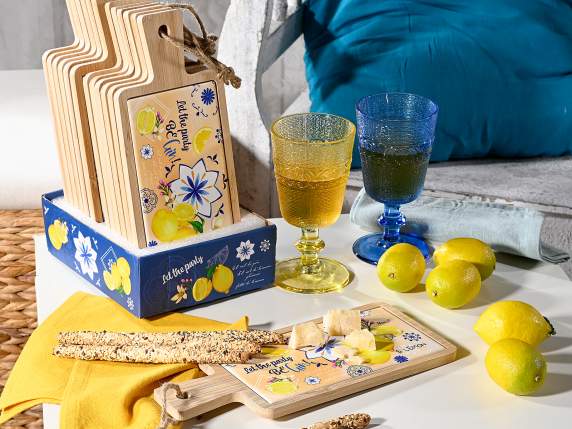 Planche à découper en bois et céramique avec décor dagrumes