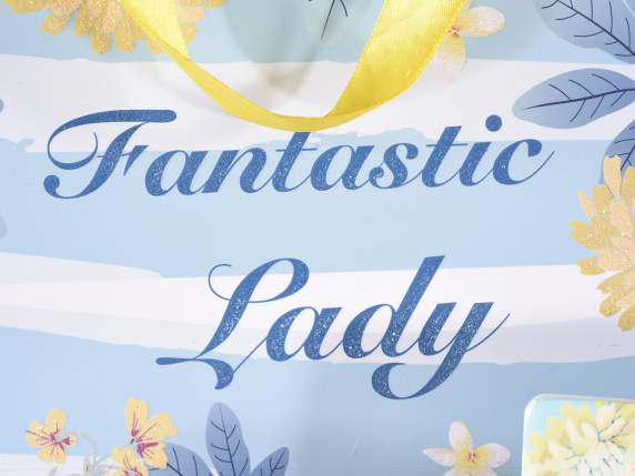 Pungă-plic de hârtie cu sclipici „Flori pastelate”