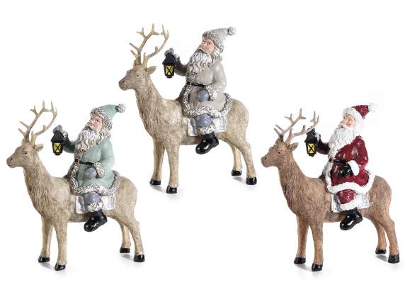 Santa Claus in colored resin on reindeer