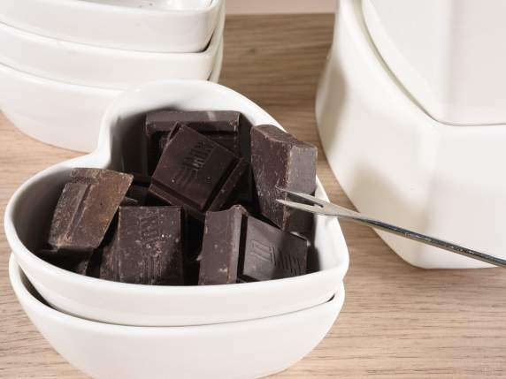 Set fondue din portelan in forma de inima cu 6 cesti si 4 fu
