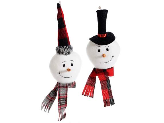 Cloth snowman with scarf and hat to hang