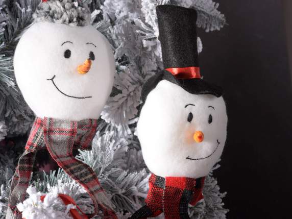 Cloth snowman with scarf and hat to hang