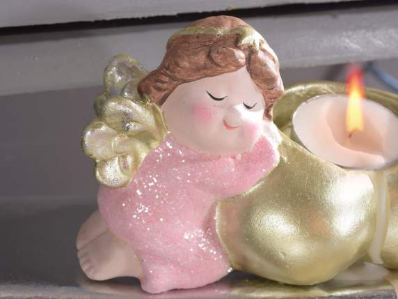 Îngeraș din rășină cu sclipici, cu suport pentru canapea în