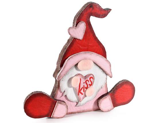 Gnome in love with a pink heart to rest