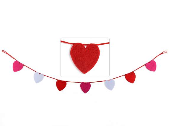 Festoon of hearts in cloth to hang