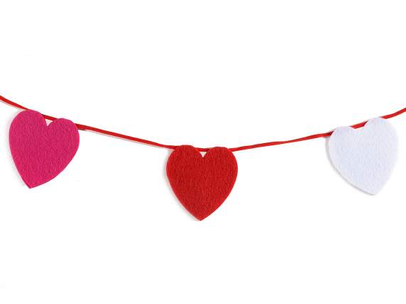 Festoon of hearts in cloth to hang