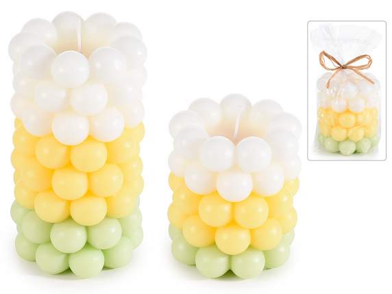 Juego de 2 velas cilíndricas Bubble multicolores en un solo