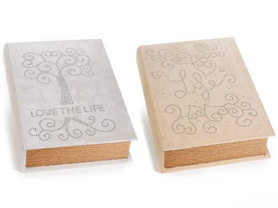 Caja libro en madera y terciopelo c-adornos Albero Vita