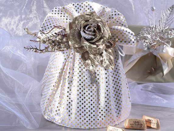 Rosa artificial de tela con purpurina y bayas