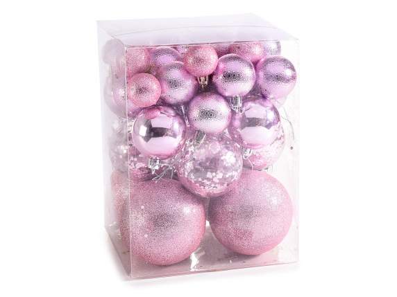 Boîte de 50 boules en plastique de tailles assorties à suspe