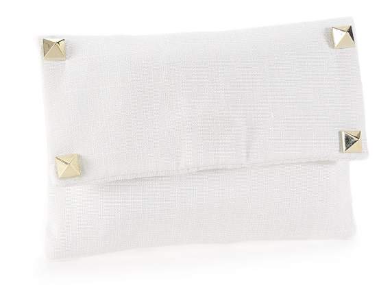 Sac en tissu ivoire avec clous en métal et fermeture velcro