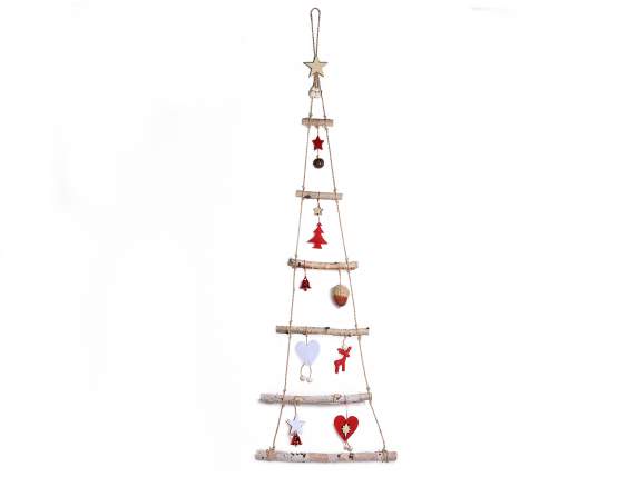 Christmas tree to hang with birch branches and decorations
