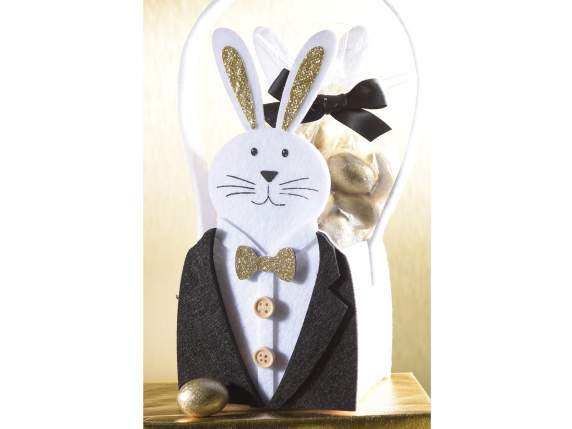 Purse in Evening Bunnies cloth with gold glitter details