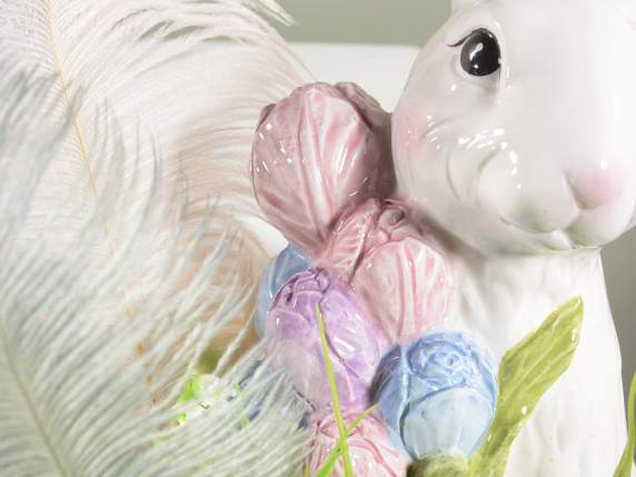 Bunny pot holder in colored ceramic to be placed