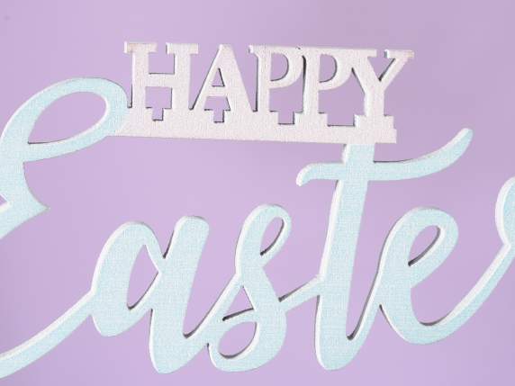 Colorful Happy Easter wooden hanging wreath