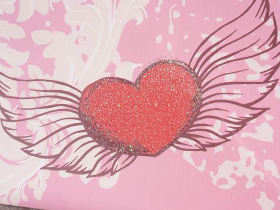Paper bag with Cupid glitter print and handles