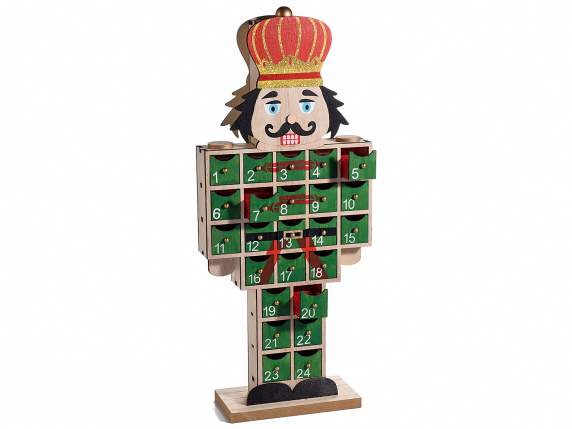 Nutcracker wooden Advent calendar with glitter